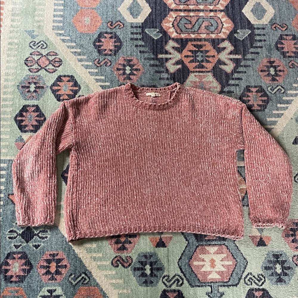 LA Hearts pink chenille crewneck sweater S